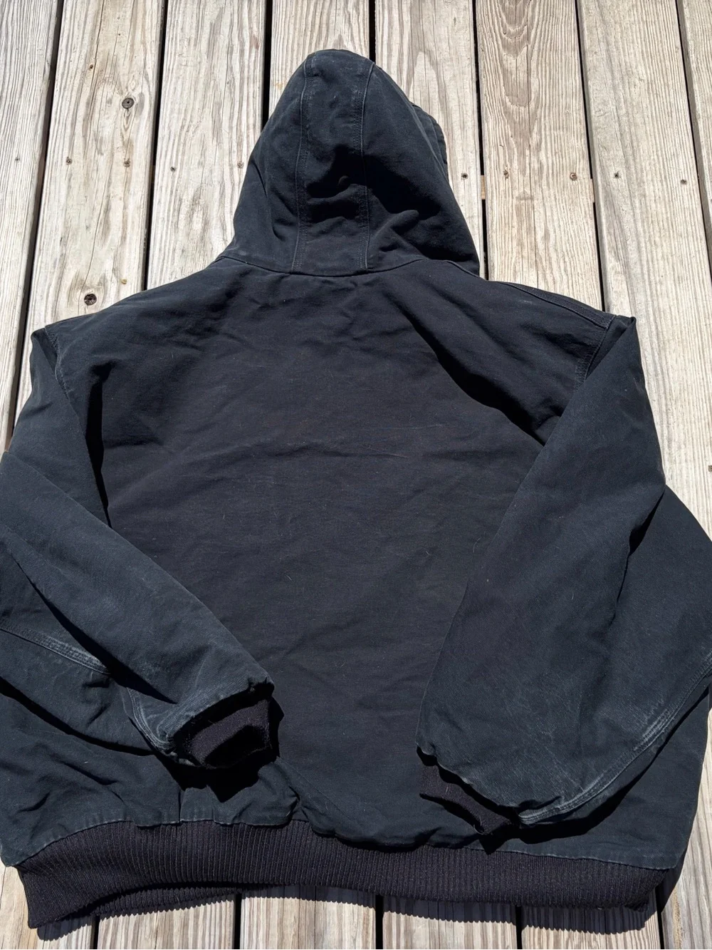 Carhartt J140 2XL Black Duck Canvas‎ Hooded Fleece Quilt Lined Jacket XXL USA